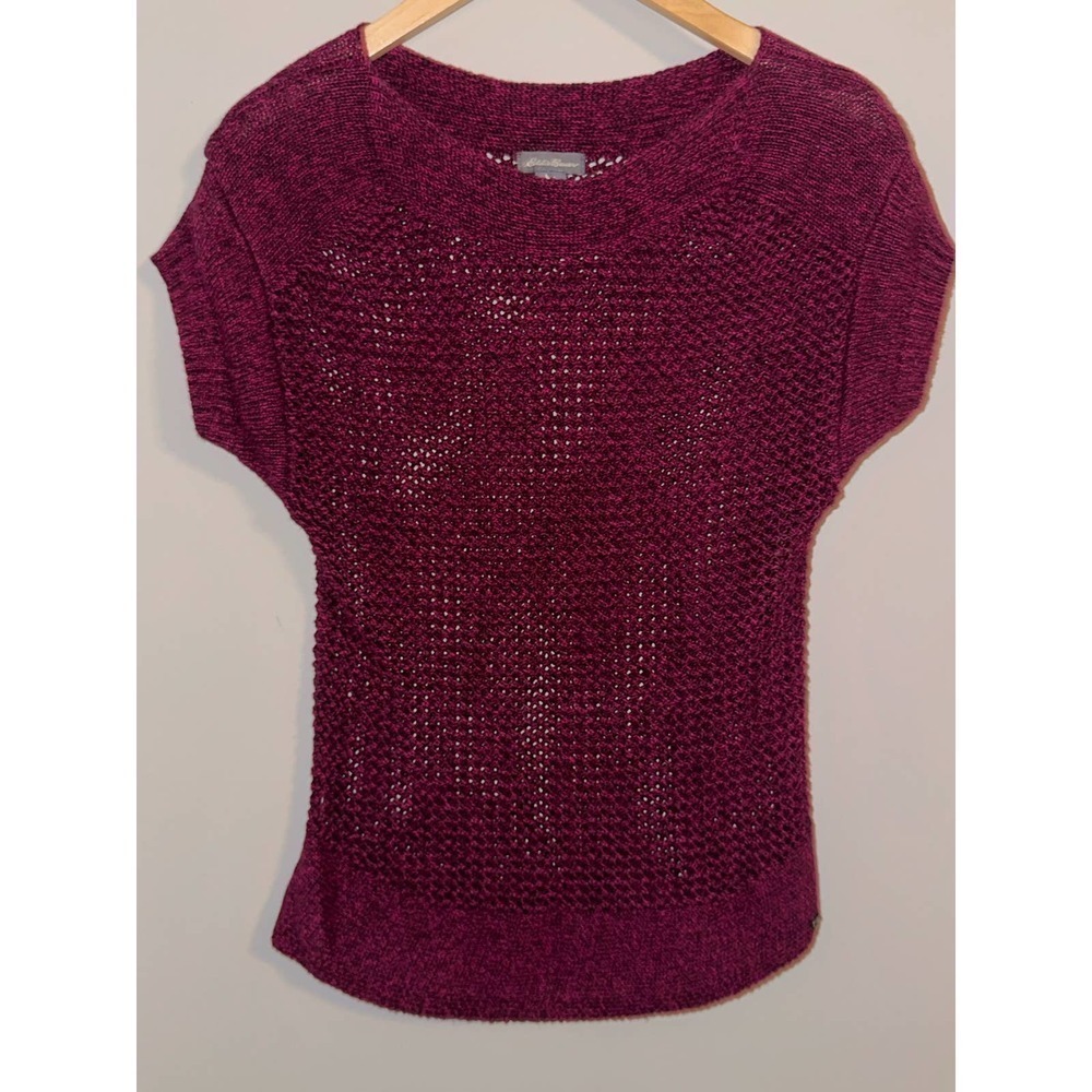 EDDIE Bauer Berry‎ Crochet short sleeve Sweater - xs